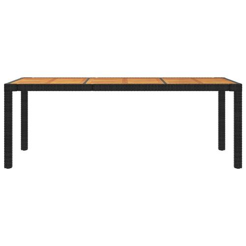 Havebord 190x90x75 cm polyrattan og akacietræ sort
