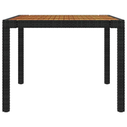 Havebord 190x90x75 cm polyrattan og akacietræ sort