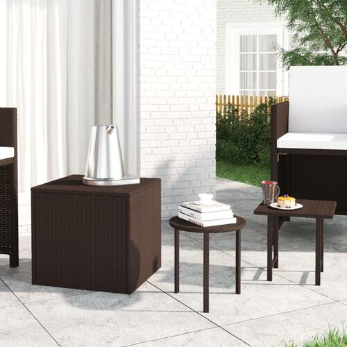 Sideborde 3 stk. polyrattan brun