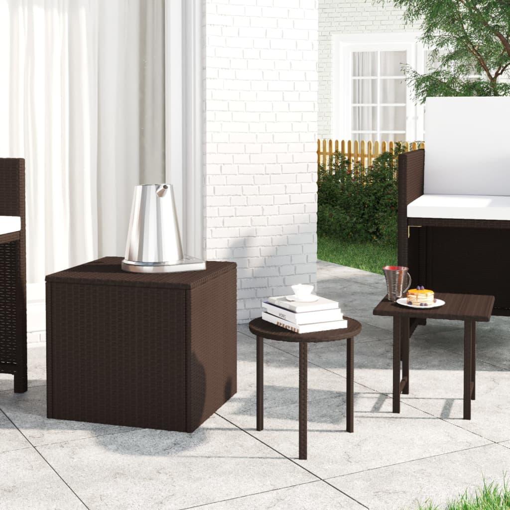 Sideborde 3 stk. polyrattan brun