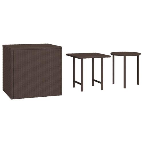 Sideborde 3 stk. polyrattan brun