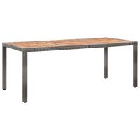 Havebord 190x90x75 cm polyrattan og akacietræ grå