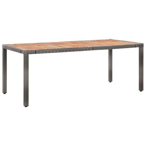 Havebord 190x90x75 cm polyrattan og akacietræ grå