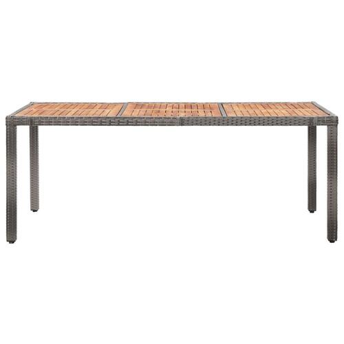 Havebord 190x90x75 cm polyrattan og akacietræ grå