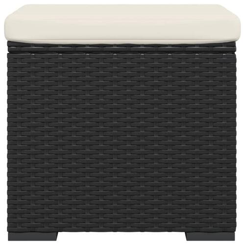 Ottoman med hynde 40x30x40 cm polyrattan sort