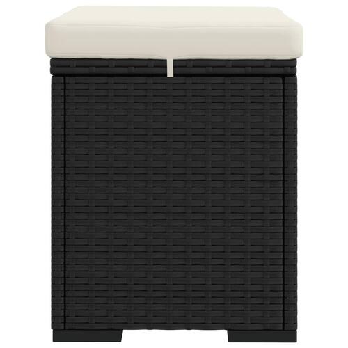 Ottoman med hynde 40x30x40 cm polyrattan sort