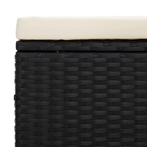 Ottoman med hynde 40x30x40 cm polyrattan sort