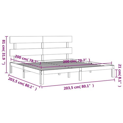 Sengeramme med sengegavl 200x200 cm massivt træ gyldenbrun