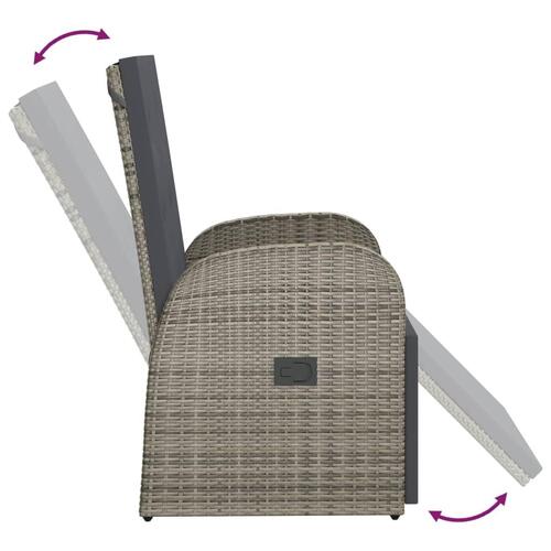 Havestole med hynder 2 stk. polyrattan grå