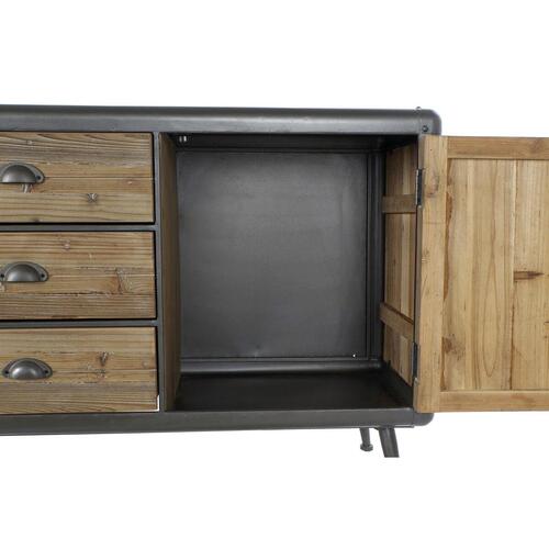 Skænk 144 x 45 x 75 cm Gran Natur Metal Lysegrå