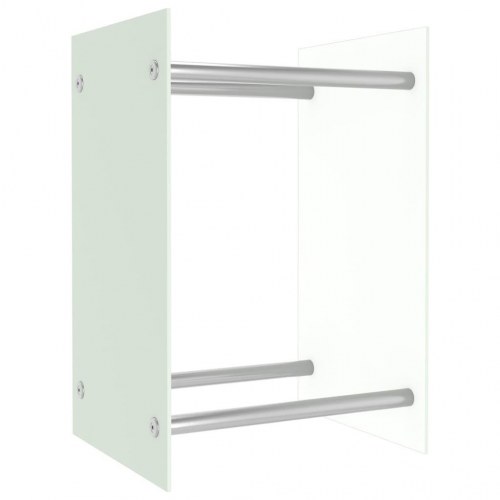 Brændestativ 40x35x60 cm glas hvid