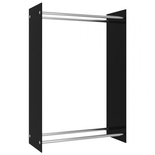 Brændestativ 80x35x120 cm glas sort