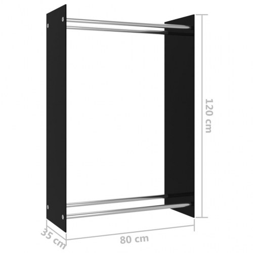 Brændestativ 80x35x120 cm glas sort