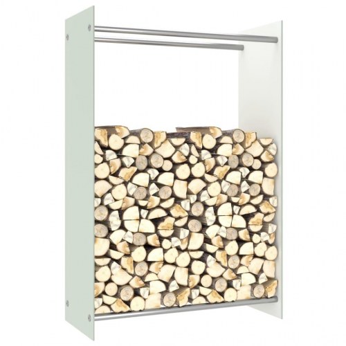 Brændestativ 80x35x120 cm glas hvid