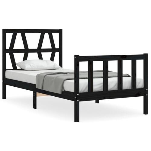 Sengeramme med sengegavl 100x200 cm massivt træ sort