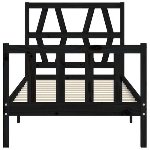 Sengeramme med sengegavl 100x200 cm massivt træ sort