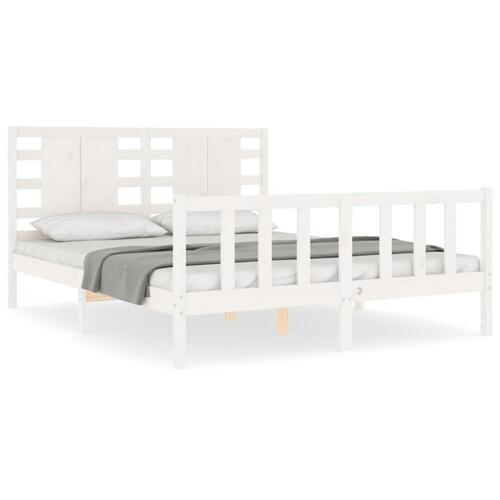 Sengeramme uden madras 160x200 cm massivt fyrretræ hvid