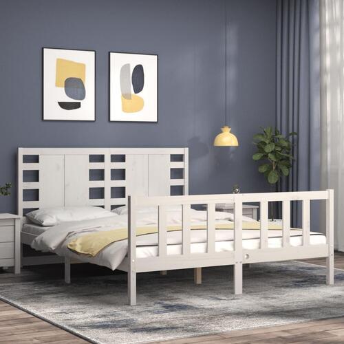 Sengeramme uden madras 160x200 cm massivt fyrretræ hvid