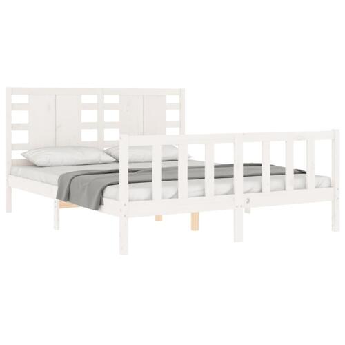 Sengeramme uden madras 160x200 cm massivt fyrretræ hvid