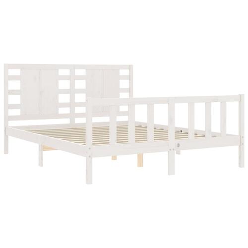 Sengeramme uden madras 160x200 cm massivt fyrretræ hvid