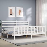 Sengeramme uden madras 200x200 cm massivt fyrretræ hvid