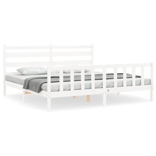 Sengeramme uden madras 200x200 cm massivt fyrretræ hvid