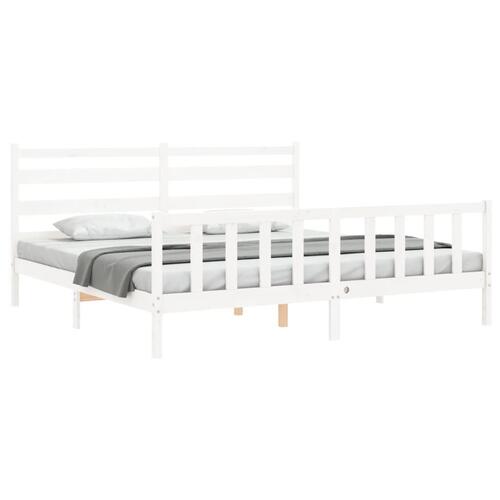 Sengeramme uden madras 200x200 cm massivt fyrretræ hvid