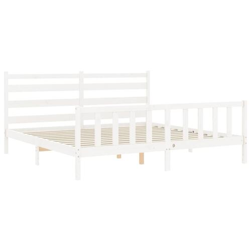 Sengeramme uden madras 200x200 cm massivt fyrretræ hvid