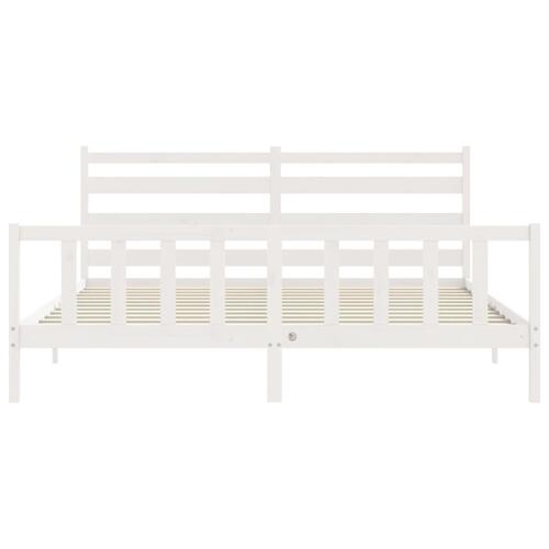 Sengeramme uden madras 200x200 cm massivt fyrretræ hvid
