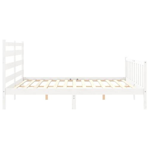 Sengeramme uden madras 200x200 cm massivt fyrretræ hvid