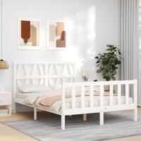 Sengeramme uden madras 120x200 cm massivt fyrretræ hvid