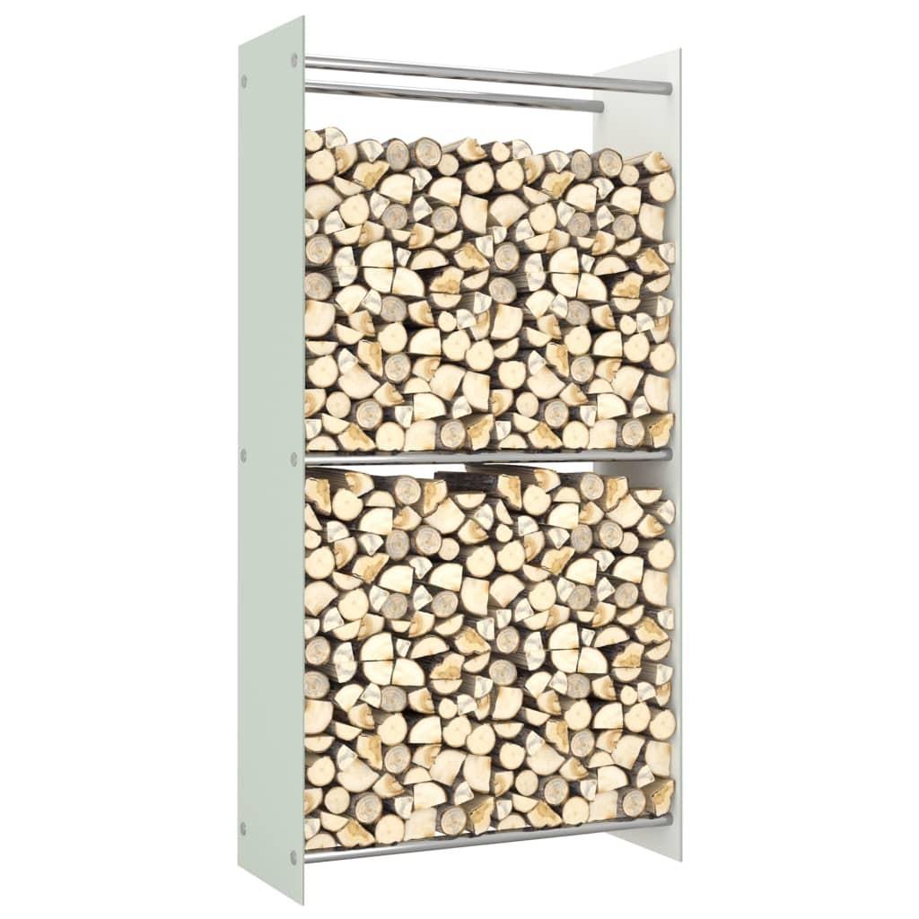 Brændestativ 80x35x160 cm glas hvid