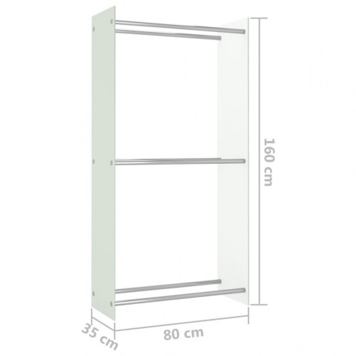 Brændestativ 80x35x160 cm glas hvid