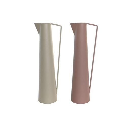 Vase 15 x 11 x 45 cm Beige Pink Jern (2 enheder)