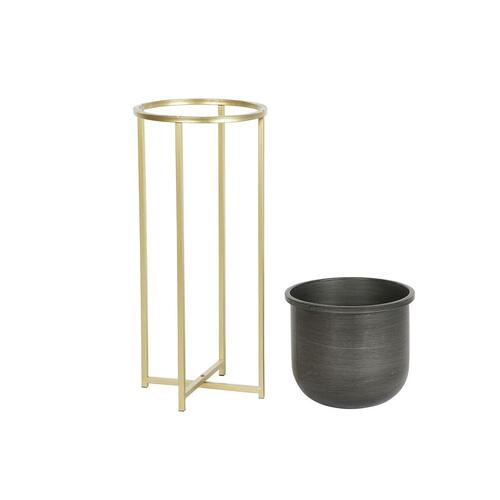 Sæt af planteredskaber 28,5 x 28,5 x 65,5 cm 28 x 28 x 65 cm Sort Gylden Metal