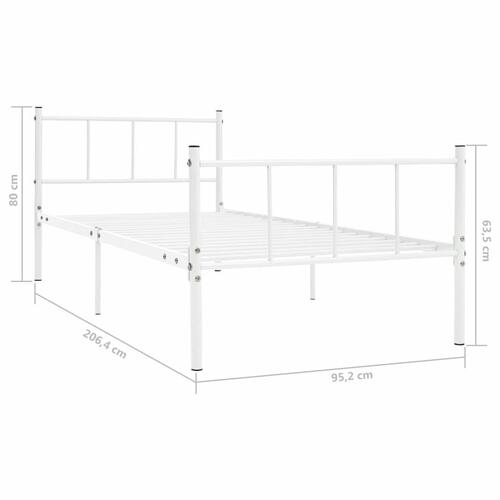 Sengestel 90x200 cm metal hvid