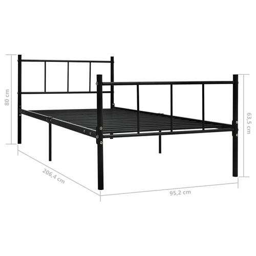 Sengestel 90x200 cm metal sort