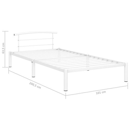 Sengestel 90x200 cm metal hvid