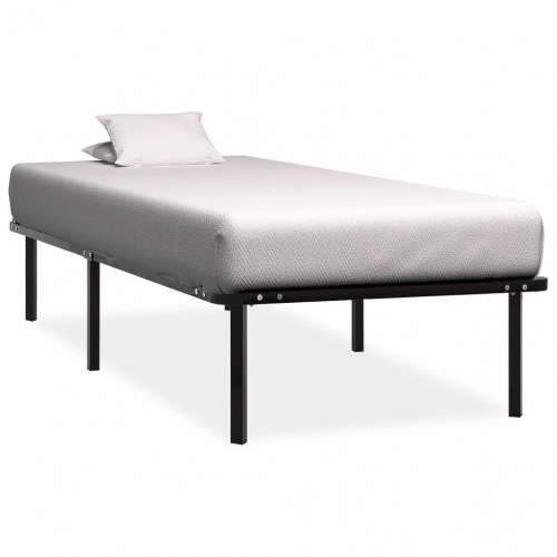 Sengestel med lamelbund 90x200 cm - metal, sort