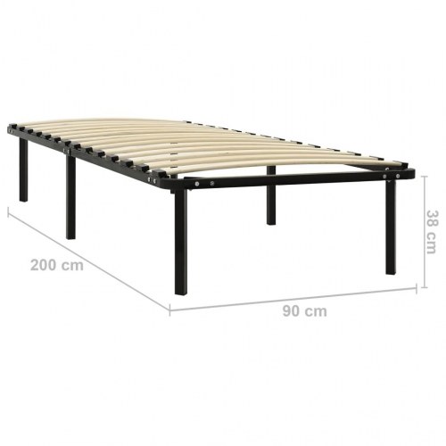 Sengestel med lamelbund 90x200 cm - metal, sort