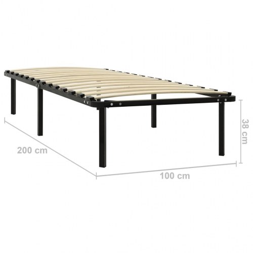 Sengestel med lamelbund 100x200 cm - metal, sort