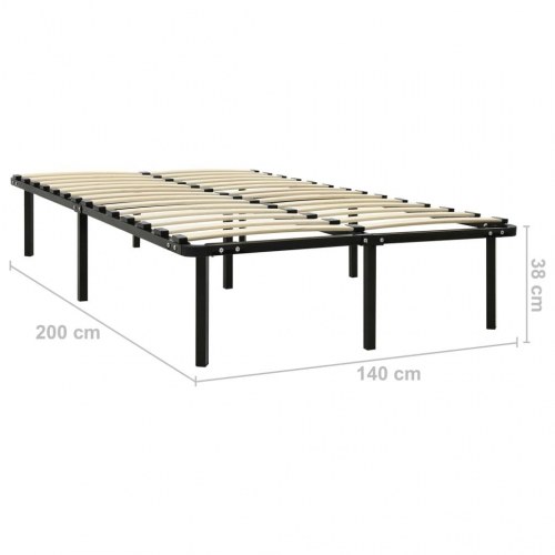 Sengestel med lamelbund 140 x 200 cm - metal, sort