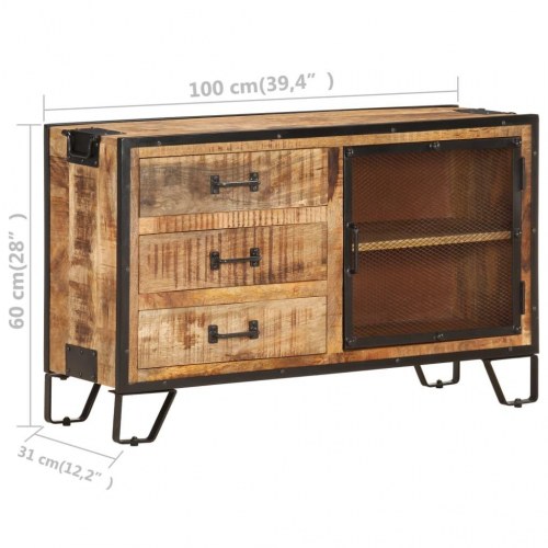 Skænk i massivt ru mangotræ - 100 × 31 × 60 cm, industrielt design