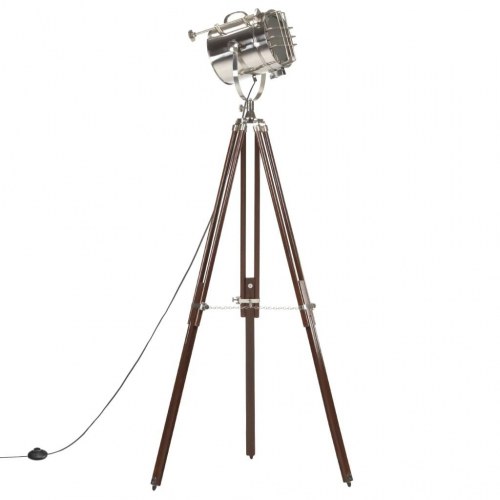 Gulvlampe med trefod i massivt mangotræ - højdejusterbar 120-180 cm, retro spotlampe