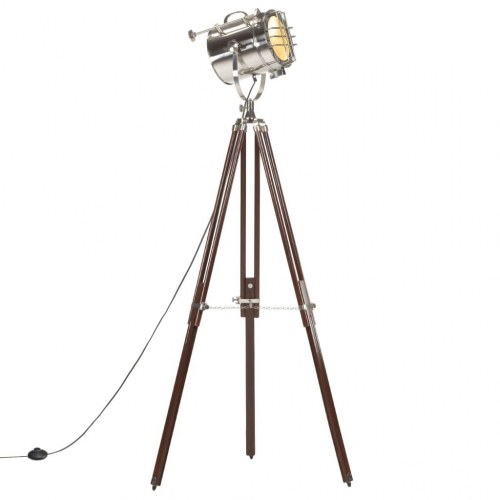 Gulvlampe med trefod i massivt mangotræ - højdejusterbar 120-180 cm, retro spotlampe