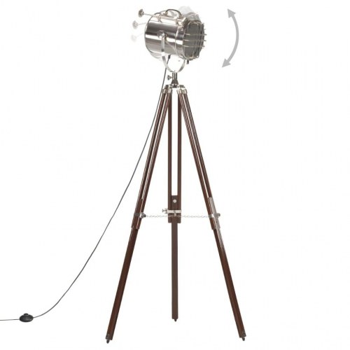 Gulvlampe med trefod i massivt mangotræ - højdejusterbar 120-180 cm, retro spotlampe