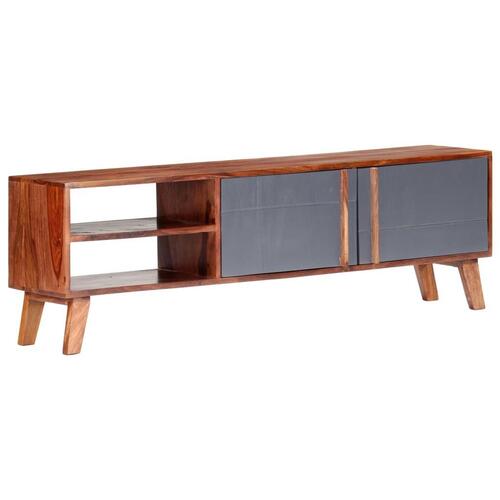 Tv-bord 140x30x45 cm massivt træ grå