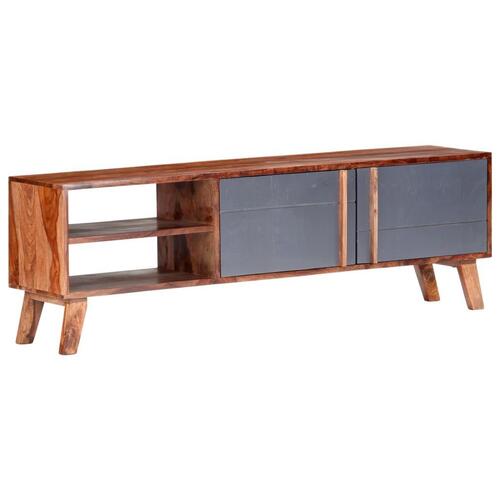 Tv-bord 140x30x45 cm massivt træ grå