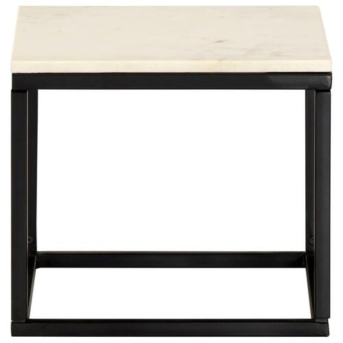 Sofabord 40x40x35 cm ægte sten med marmortekstur hvid