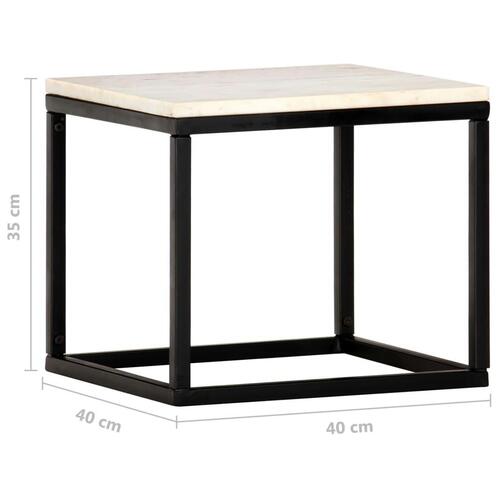 Sofabord 40x40x35 cm ægte sten med marmortekstur hvid